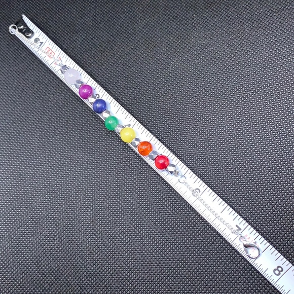 Handmade Chakra Semiprecious Stone Beads Silver Plated One-Of-A-Kind Bracelet - Picture 5 of 5